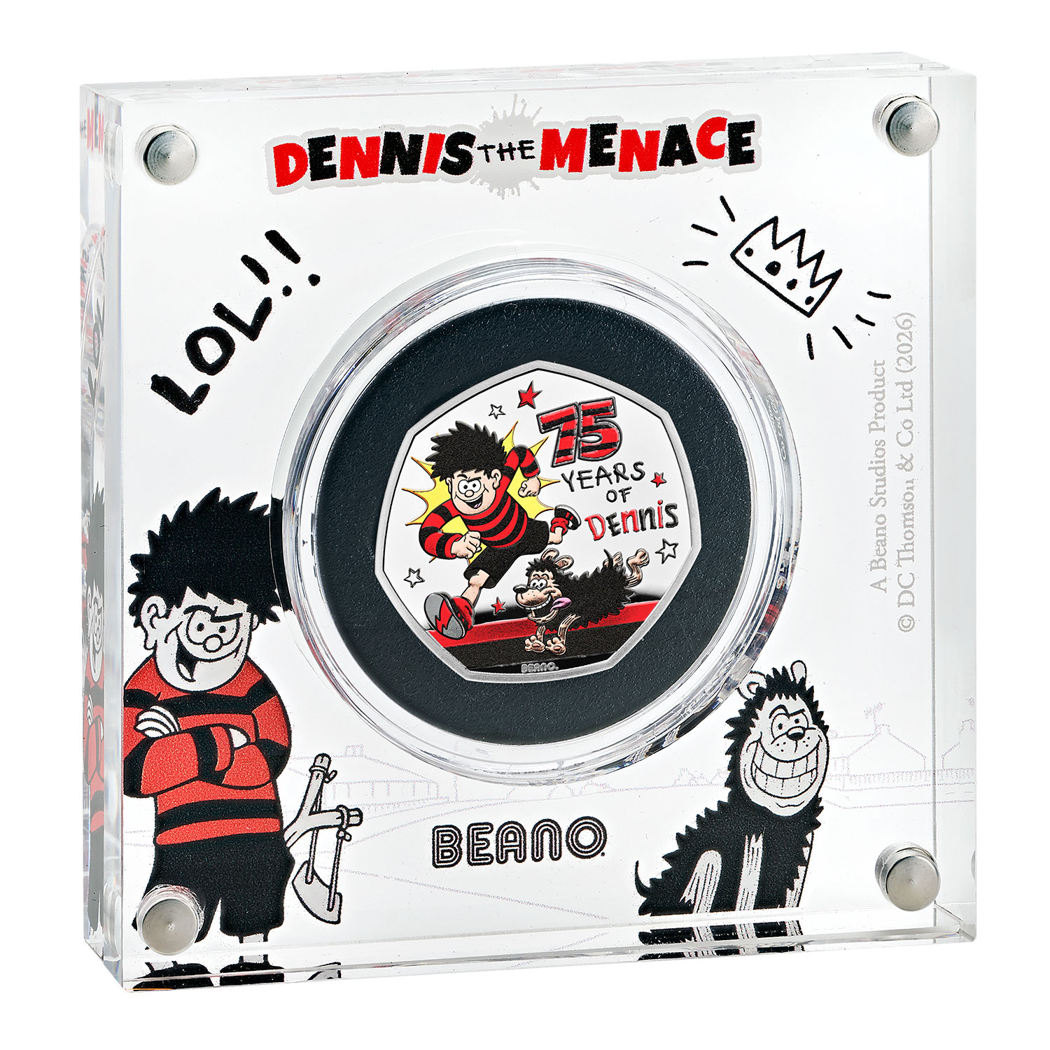 75 Years of Dennis the Menace 2026 UK 50p Silver Proof Colour Coin